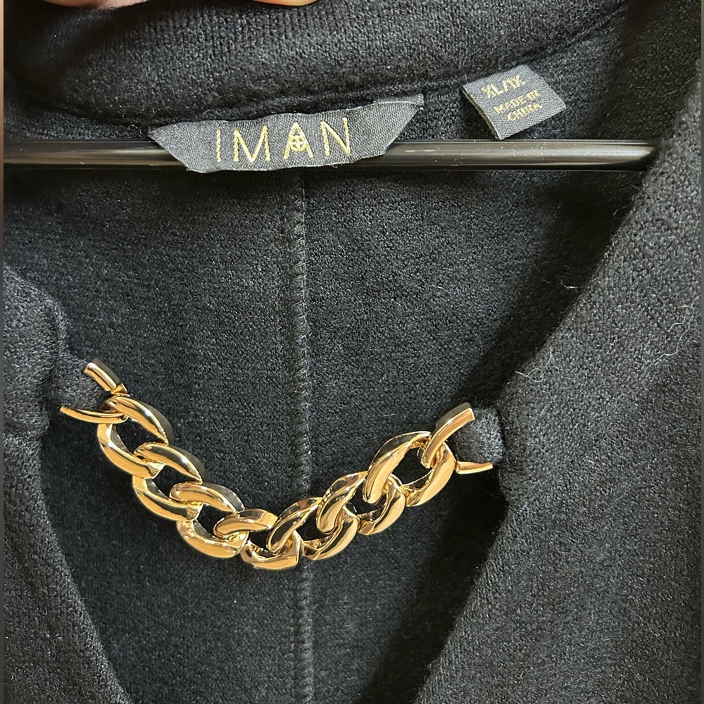 🔥5/$35🔥 IMAN Black Tunic Dress W Gold Chain Accent - Picture 5 of 5